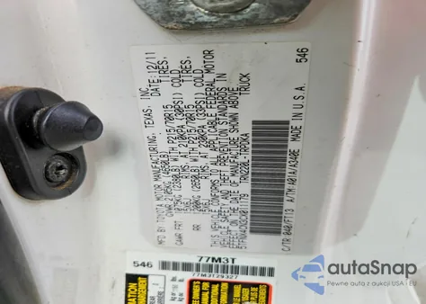 2012 Toyota Tacoma z USA, uszkodzony, nr VIN 5TFNX4CN3CX011179